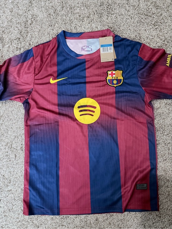Nike Other - Nike Kids FC Barcelona Maroon & Navy Stripe Jersey with Yellow Accents